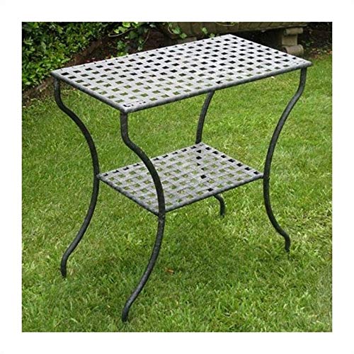 International Caravan Mandalay Iron Patio Wall Table in Antique Black