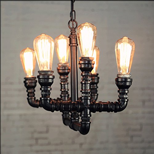 Iron antique industrial water pipes 6 chandelier creative bar lights cafe lightE276 A  Color  2 