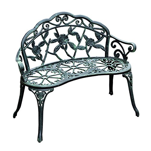 Outsunny Cast Iron Antique Rose Style Outdoor Patio Garden Park Bench 40