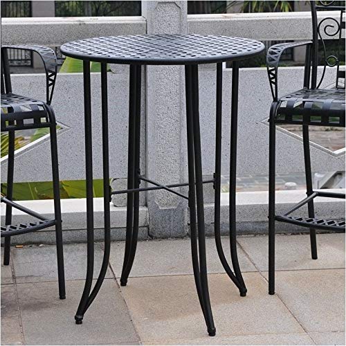 Pemberly Row Iron Antique All-Weather 40 Bar-Height Outdoor Patio Table Black