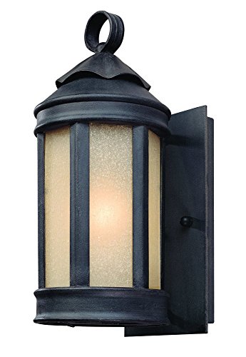 Troy Lighting Andersons Forge 115H 1-Light Outdoor Wall Lantern - Antique Iron Finish with Ivory Seeded Glass