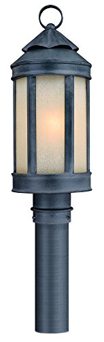 Troy Lighting Andersons Forge 18H 1-Light Outdoor Post Lantern - Antique Iron Finish with Ivory Seeded Glass