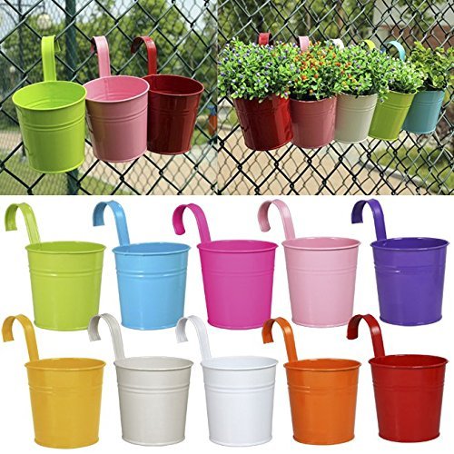 Ogima 10 Piece Metal Iron Hanging Flower Pots Multicolor