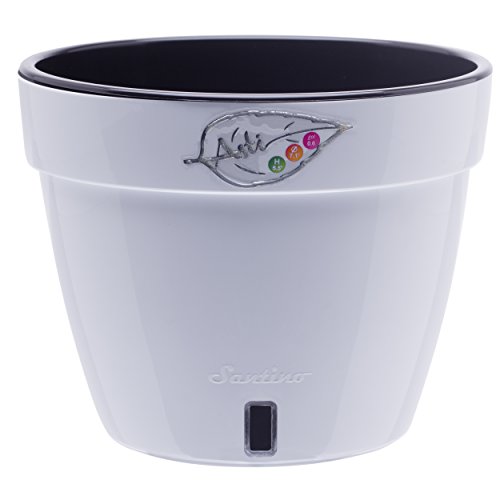 Santino Self Watering Planter Asti 79 Inch WhiteBlack Flower Pot