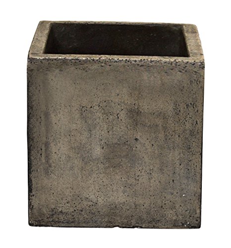Happy Planter Cube Natural Cement Fiber Planter, Size - 7 X 7", Color - Grey Cement