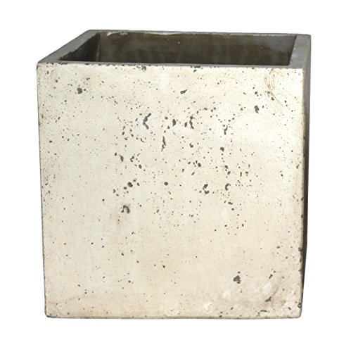 Happy Planter Cube Natural Cement Fiber Planter, Size - 7 X 7", Color - White