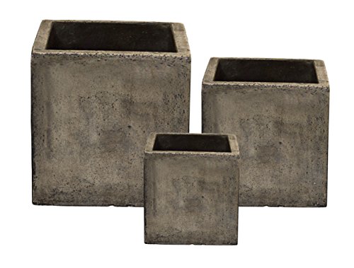 Happy Planter Cube XL Natural Cement Fiber Planter Set of 3 Grey Cement
