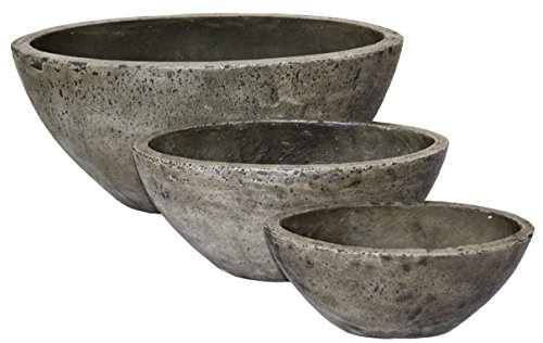 Happy Planter Oval Natural Cement Fiber Planter Set Cement Grey Set Of 3