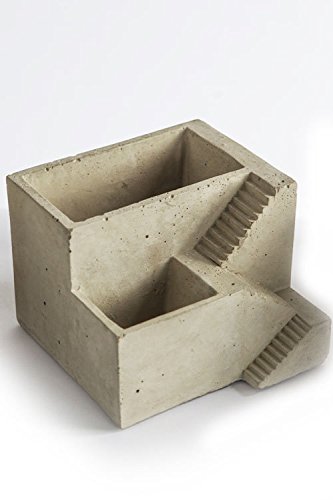 Vagabond Vintage, Cement Double Architectural Planter Featuring Staircase Detail