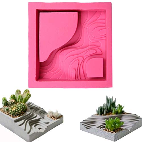 GreceYou DIY Concrete Flower Pot Mold Cement Rectangular Terracing Silica Mold Individualized Succulent Plant Mold for Cactus and Succulent