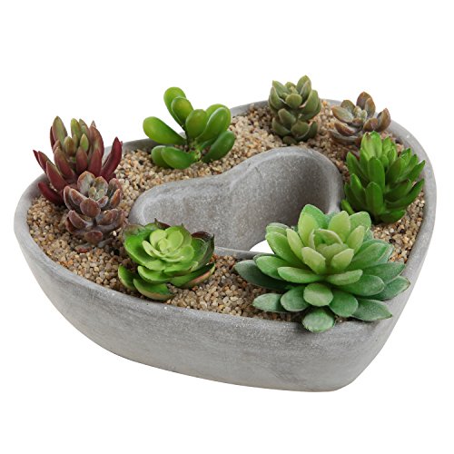 Cut Out Heart Shaped Design Gray Cement Outdoor Plant Pot Flower Planter  Decorative Centerpiece Bowl