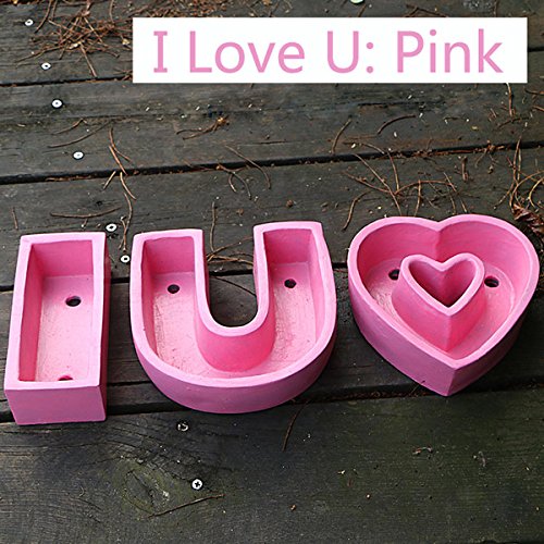 I Love U Shaped Mini Cement Flower Pot Garden Succulent Plant Heart-shaped Flowerpot Kit