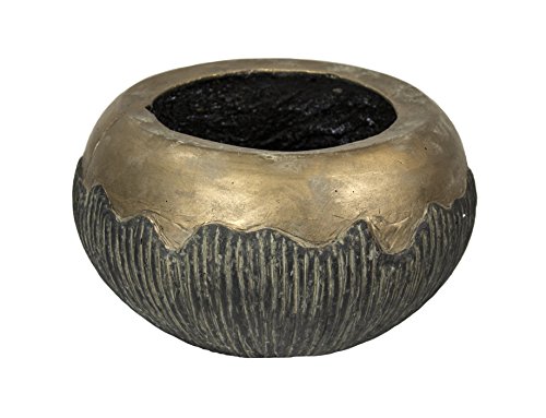 Sagebrook Home-Two Texture Cement Flower Pot GoldBrown 115 X 115 X 7 115 x 115 x 7