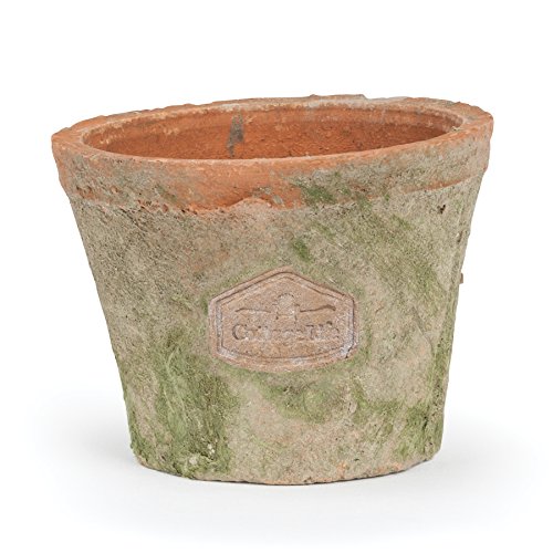 Cottage Life 4 Large Vintage Terracotta Green Moss Pot Planter With Emblem