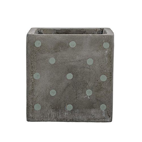 Bloomingville Square Cement Flower Pot With Mint Dots
