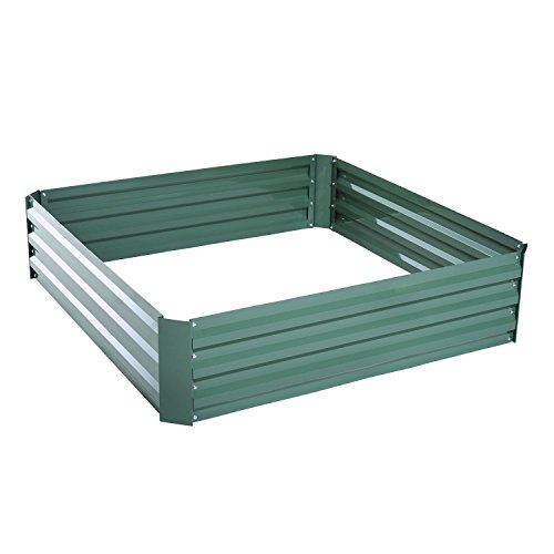 Outsunny 49 x 49 x 12 Galvanized Metal Raised Garden Bed Single - Green