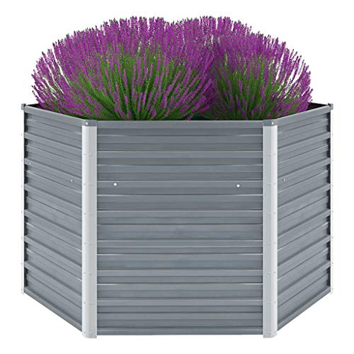 Canditree Raised Garden Bed Galvanized Steel Garden Planter Box for Vegetables Flowers Herbs Gray