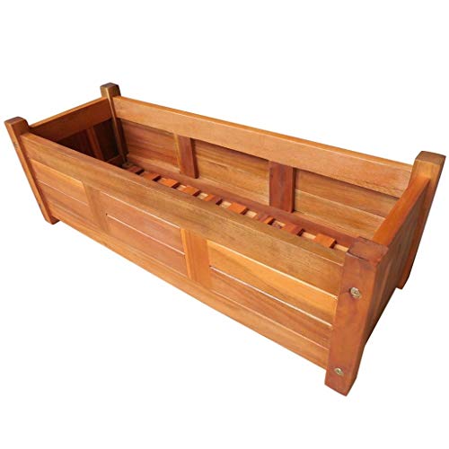 Estink- Garden Planters Outdoor Wood Raised Garden Bed Kit Slatted to Drain Excess Water for PatioVegetableFlowerHerb Gardening 299 x 109 x 98