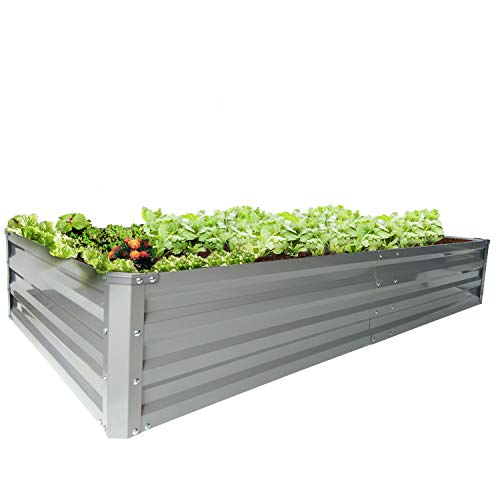 zizin Galvanized Raised Garden Beds Metal Elevated Planter Box Steel Large Vegetable Flower Bed Kit 6 ×3 ×1 ft