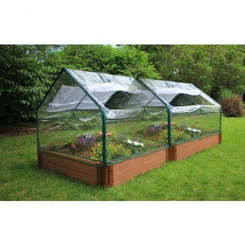 Frame It All Composite Raised Garden Bed Kit with 2 Greenhouses 4 by 8 by 11