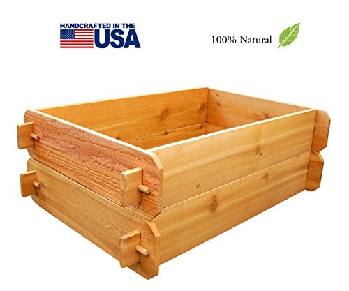 Timberlane Gardens Raised Bed Kit Double Deep Two 2x3 Western Red Cedar with Mortise and Tenon Joinery 2 Feet x 3 Feet