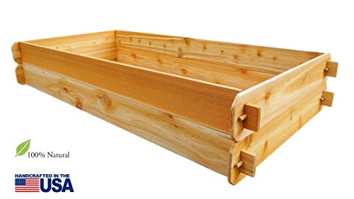 Timberlane Gardens Raised Bed Kit Double Deep Two 3x6 Western Red Cedar with Mortise and Tenon Joinery 3 Feet x 6 Feet
