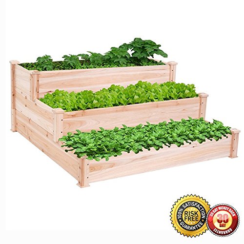 New Wooden Raised Vegetable Garden Bed 3 Tier Elevated Planter Kit Outdoor