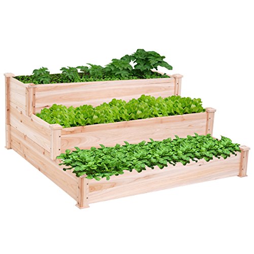 Raised Vegetable Garden Bed 3 Tier Elevated Planter Kit Outdoor Wooden Gardening GG4346 43ETR98-Y173818
