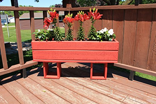 36 Raised Planter Bright Red Barn Board Design Total Size 36L x 8W x 16H Solid 78 Inch Thick Construction Premium Rustic Rough Cut Cedar Wood Hand Crafted Router Chamfer Designs on Both Faces 100 Premium Natural Cedar and Completely Assembled