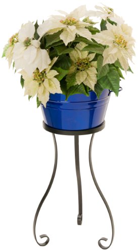 HIT 6586E GB Raised Planter with Iron Stand 135 by 31-Inch Glazed Blue