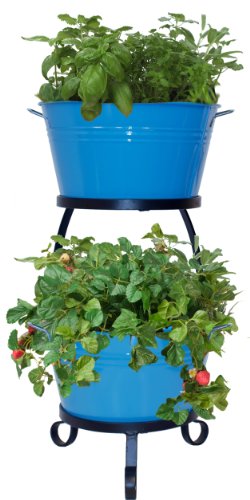 HIT 8021E B Raised Planter with Iron Stand 135 by 30-Inch Blue
