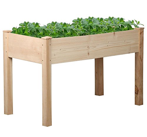 go2buy Unfinished Wooden Raised Garden Patio Bed Elevated Planter Box Vegetable Herbe Flower - 55 lbs Load - 484 L x 224 W x 30 H inches
