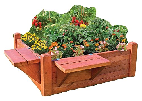 4 ft x 4 ft Raised Backyard Garden Bed Kit with Removable BenchShelf