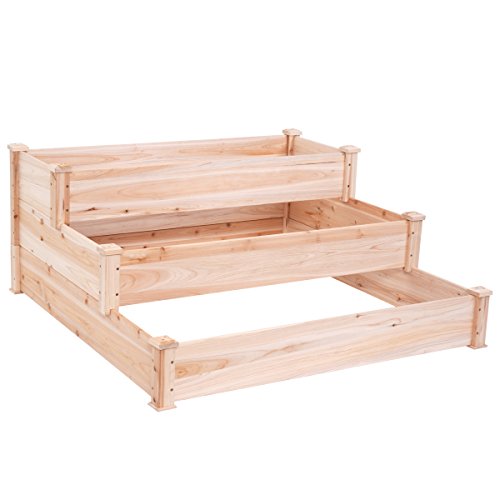 Giantex Wooden Raised Vegetable Garden Bed Elevated Planter Kit Grow Gardening Vegetable 485X485X217