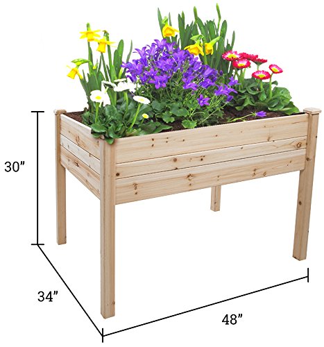 Trademark Innovations Tool Free Assembly Raised Fir Wood Garden Planter - 48L x 34W x 30H