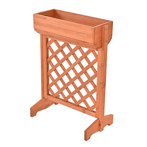 Giantex Outdoor Garden Fir Wood Raised Bed Planter Stand Flower Yard Landscape Box