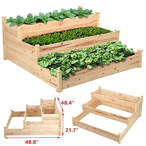 go2buy Rustic Elevated Garden Bed Raised Garden Planters Kit Deck Patio or Yard 488 x 484 x 217