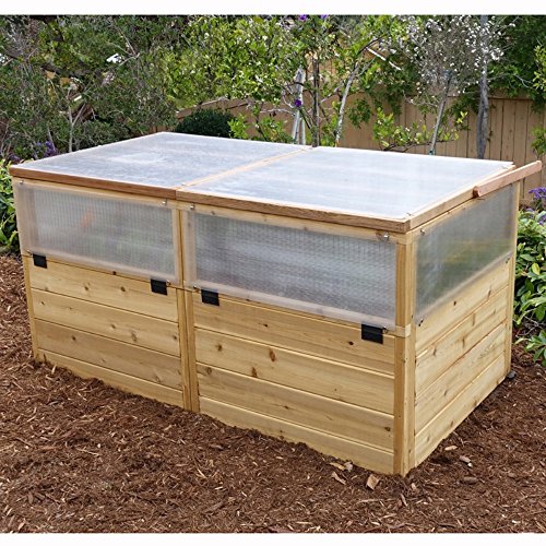 Outdoor Living Today Raised Cedar Garden Bed with Greenhouse Kit - 6 x 3 ft