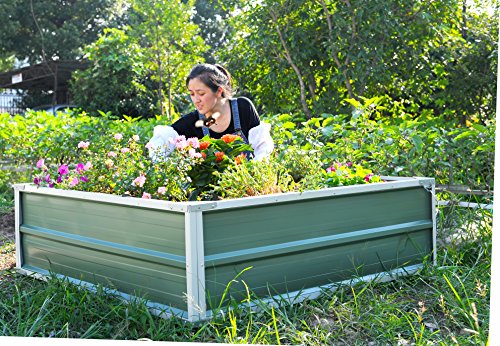 Lifeyard 48Wx48Dx35H Garden Raised Bed Outdoor Plant Flower Container Cream