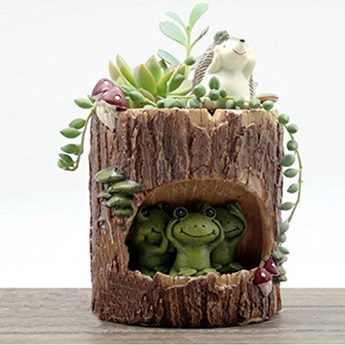 Tinksky Cute Green Frog Flower Sedum Succulent Pot Planter Bonsai Trough Box Plant Bed Office Desk Home Garden Pot Decor