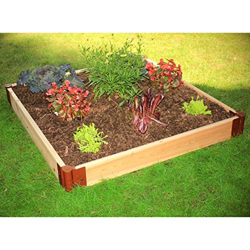 Frame It All 1-inch Series Cedar Raised Garden Bed Kit - 4ft X 4ft X 6in