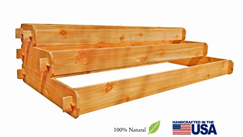 Timberlane Gardens Raised Bed Kit Large 3 Tiered 1x6 2x6 3x6 Western Red Cedar Elevated Planter with Mortise and Tenon Joinery 3 Feet x 6 Feet
