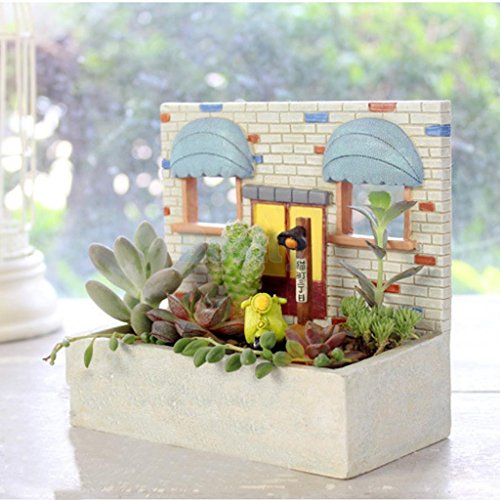 Resin Biscuit House Patio Garden Planter Bed Herb Cacti Succulent Bonsai Pot