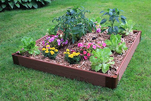 Frame It All One Inch Series Composite Raised Garden Bed Kit - 4ft x 4ft x 55in Brown Resin Plastic
