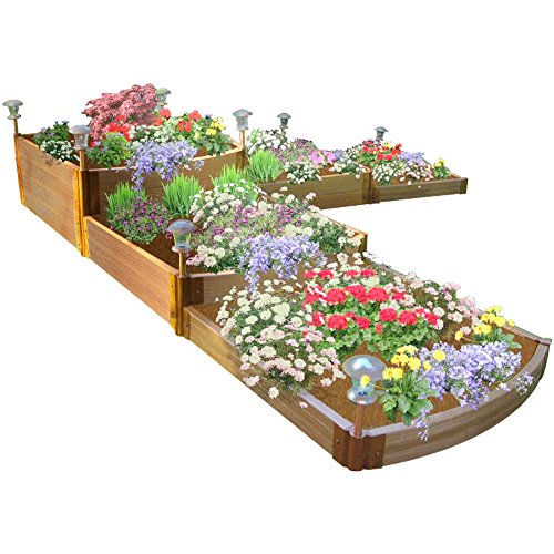 Frame It All One Inch Series Composite Split Waterfall Raised Garden Bed Kit 144&quot X 144&quot X 22&quot