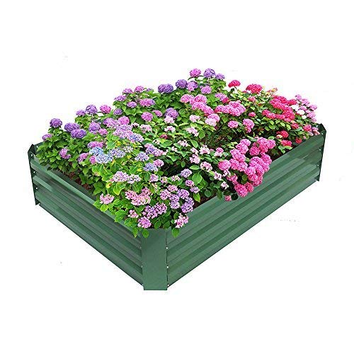 BABYLON Patio Garden Flower Planter Raised Bed Elevated Garden Planter Box for Growing Herbs Vegetables FlowersPowder-Coated MetalGreen 472 L x 354 W x 118 H