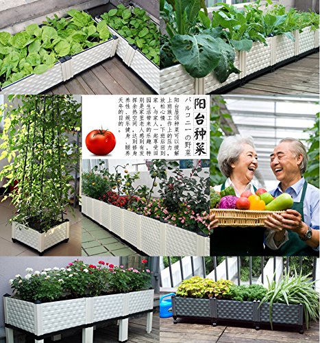Inchant 1 Unit Vegetable Raised Garden Bed Outdoor Balcony Vegetable Planter Grow Flower Planter Backyard Patio Elevated Garden Planter with Water Storage and Universal Wheels for Easily Move