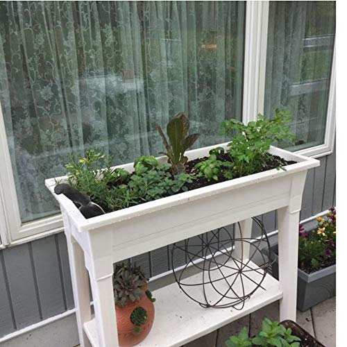 Raised Planter Box with LegsElevated Garden PlanterWhite 36 inch Tall Patio PlanterFree Standing FlowerVegetables and Herb Planter for Outdoor