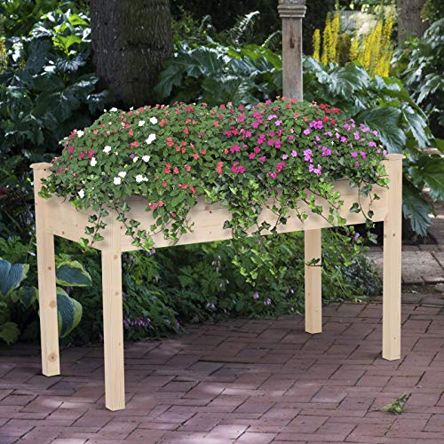 Tidyard Raised Elevated Garden Planter Bed Solid Fir Wood Patio Flower Plant Vegetable Box Basket Lawn Backyard Balcony Outdoor Indoor DIY Decor 4825 x 2225 x 30 Inches L x W x H