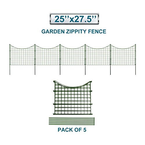Coarbor Wire Garden Border Fence Metal Fencing Flower Bed Edging Each Panel 25 High 275 Wide Total 5 Panels A Set Perfect for Vegetable Flower Garden Patio Deck Barrier Keep Dogs Pets in and Out